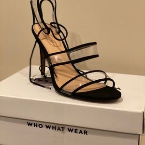 Clear strappy heeled sandals